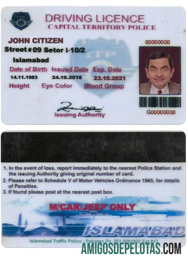 Carteira de habilitação do Paquistão (Islamabad), versão 2 baixar para verificação